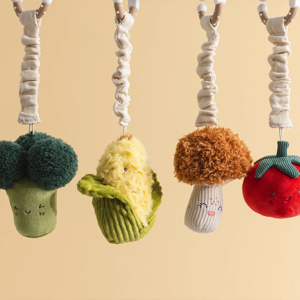 Living Textiles - 2 Pack Mini Market Brunch Stroller Toys | Broccoli & Tomato