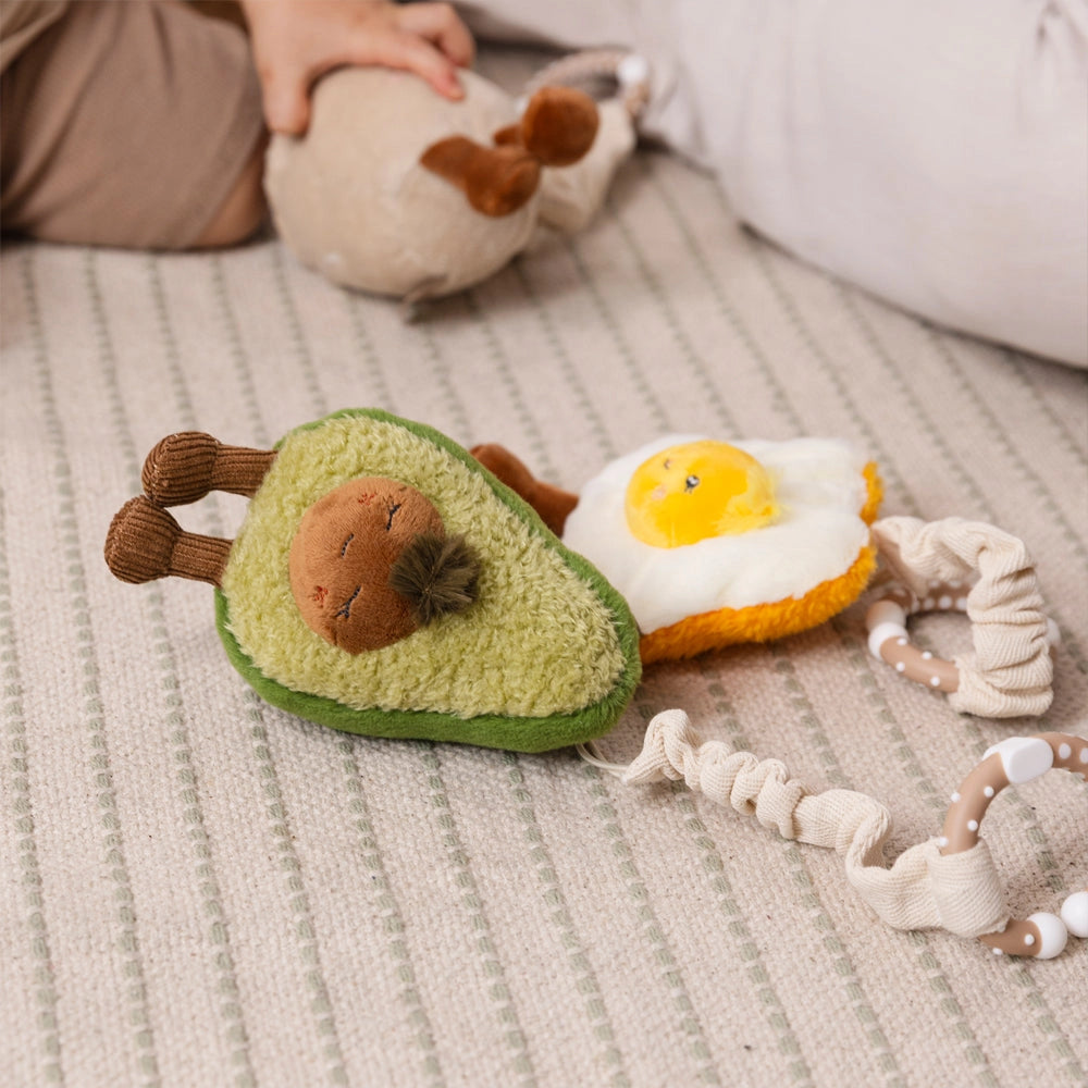 Living Textiles - 2 Pack Mini Market Brunch Stroller Toys | Avocado & Egg On Toast
