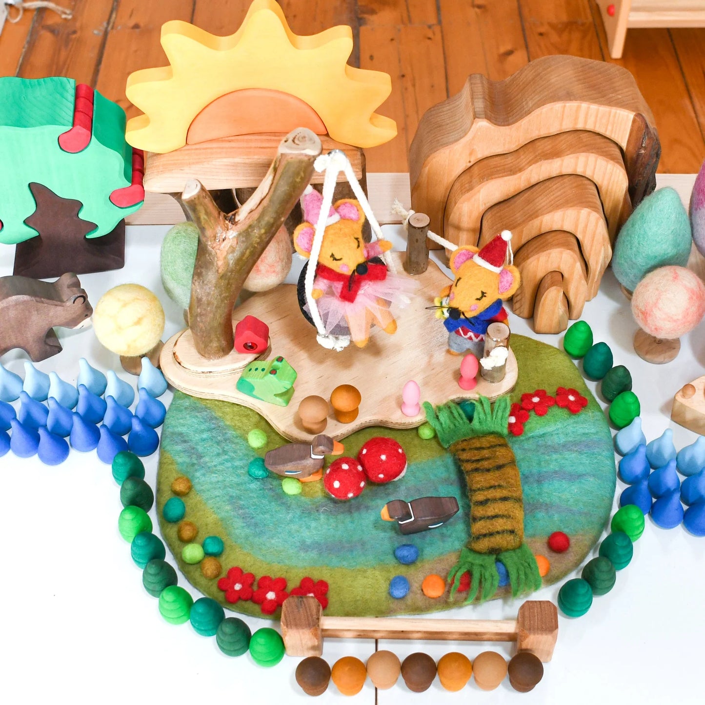 Tara Treasures - Fairy River and Bridge Play Mat Playscape