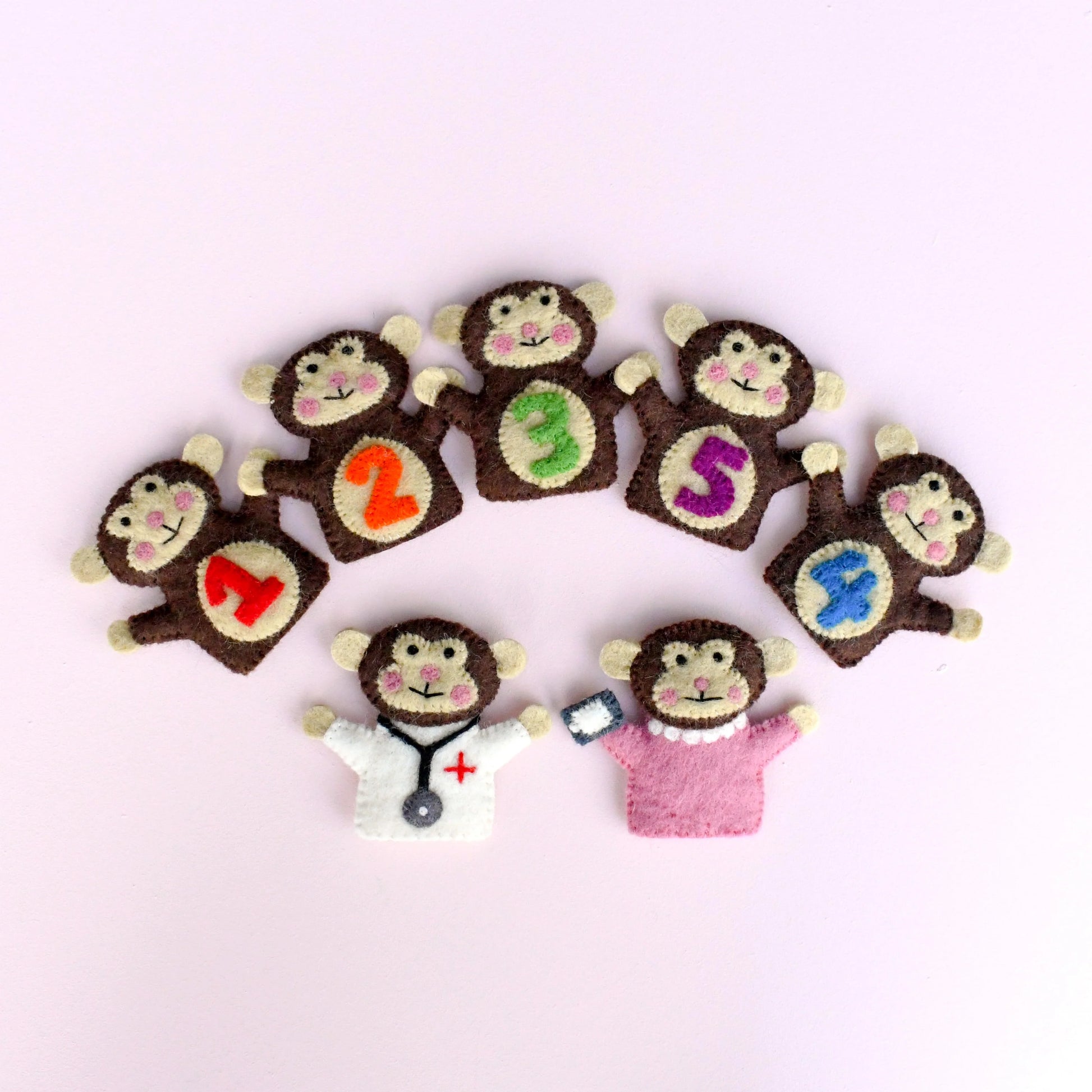 Tara Treasures - Five Little Monkeys Finger Puppets Set