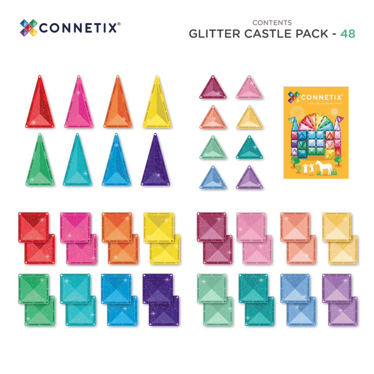 Connetix Tiles 48 Piece Glitter Castle Pack