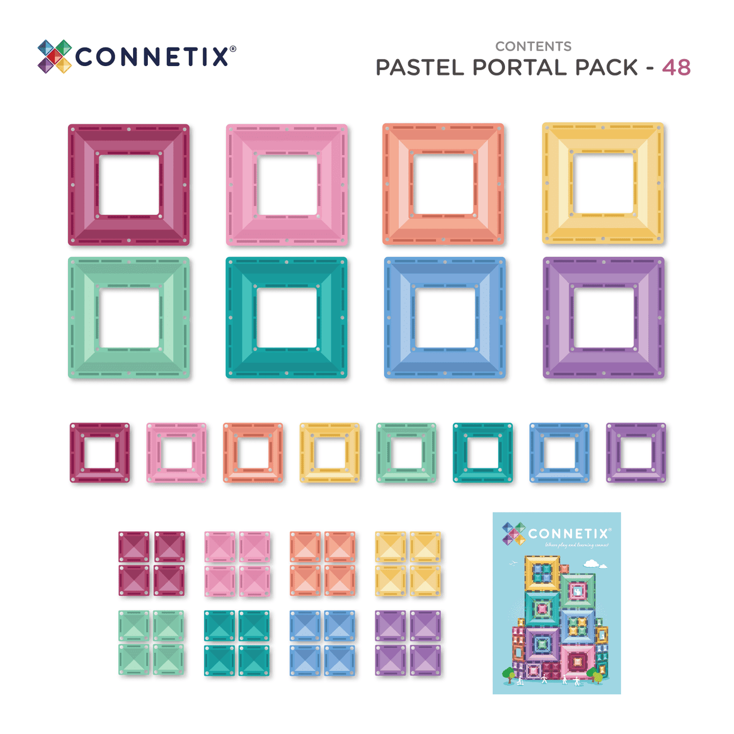Connetix Tiles 48 Piece Pastel Portal Pack