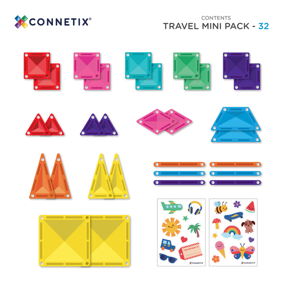 Connetix Tiles 32 Piece Travel Mini Pack