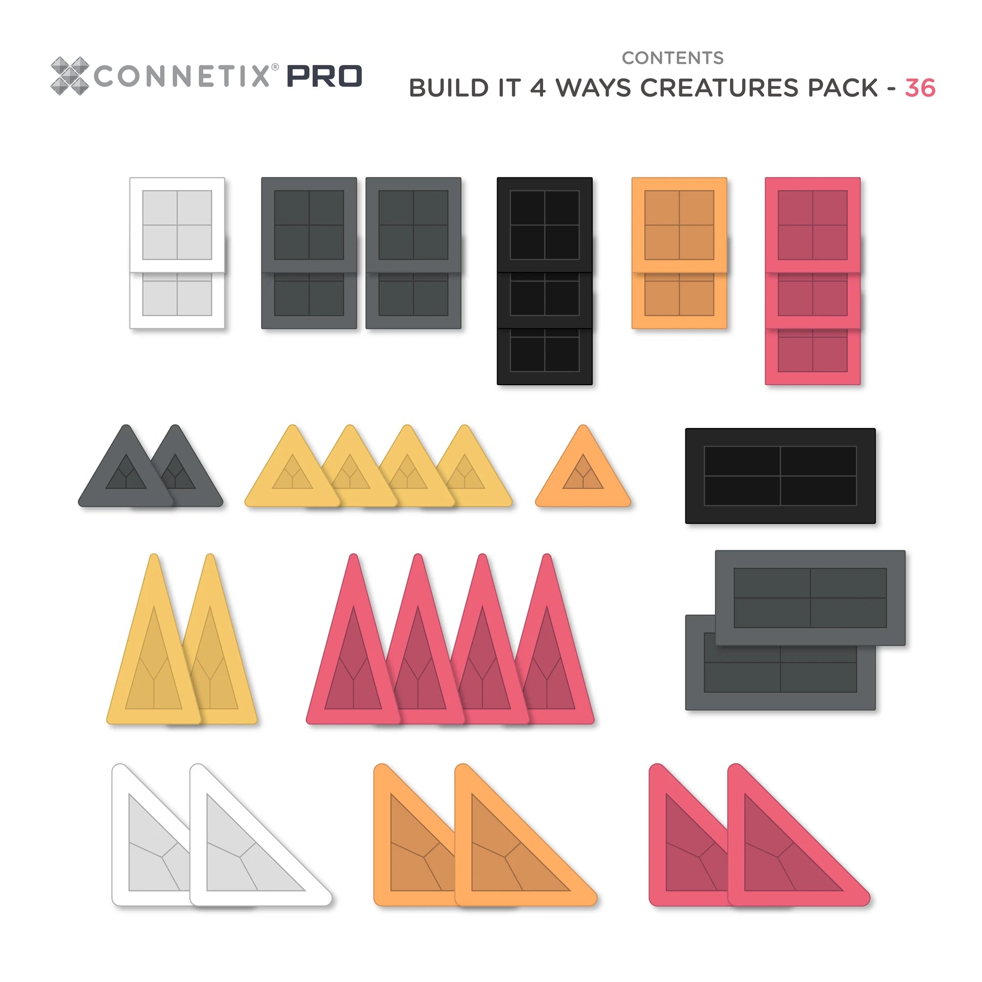 Connetix Tiles 36 Piece PRO Build It 4 Ways - Creatures