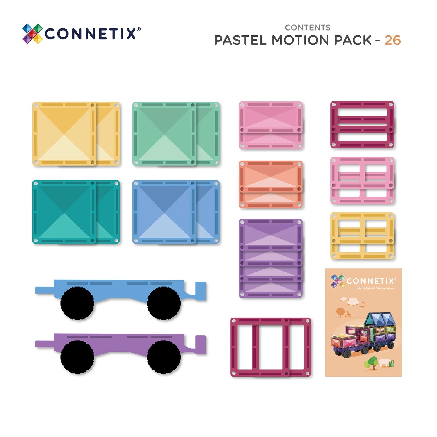 Connetix Tiles 26 Piece Pastel Motion Pack