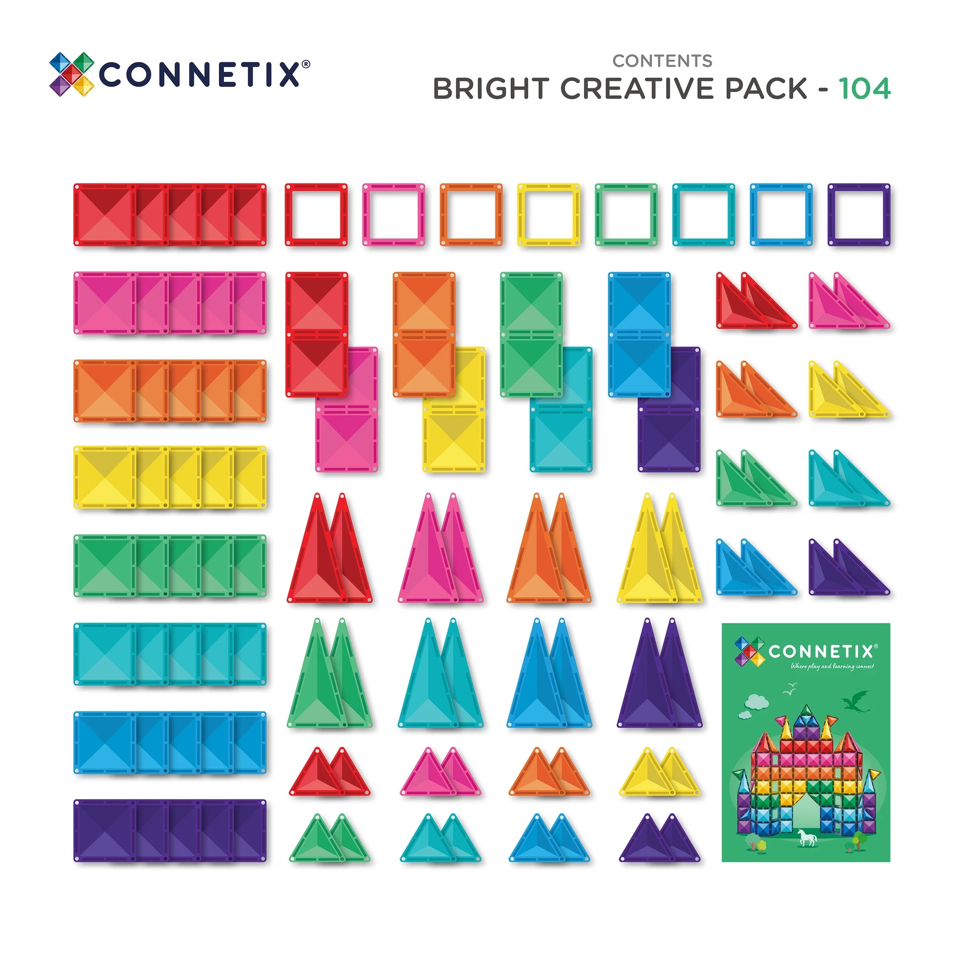 Connetix Tiles 104 Piece Bright Creative Pack