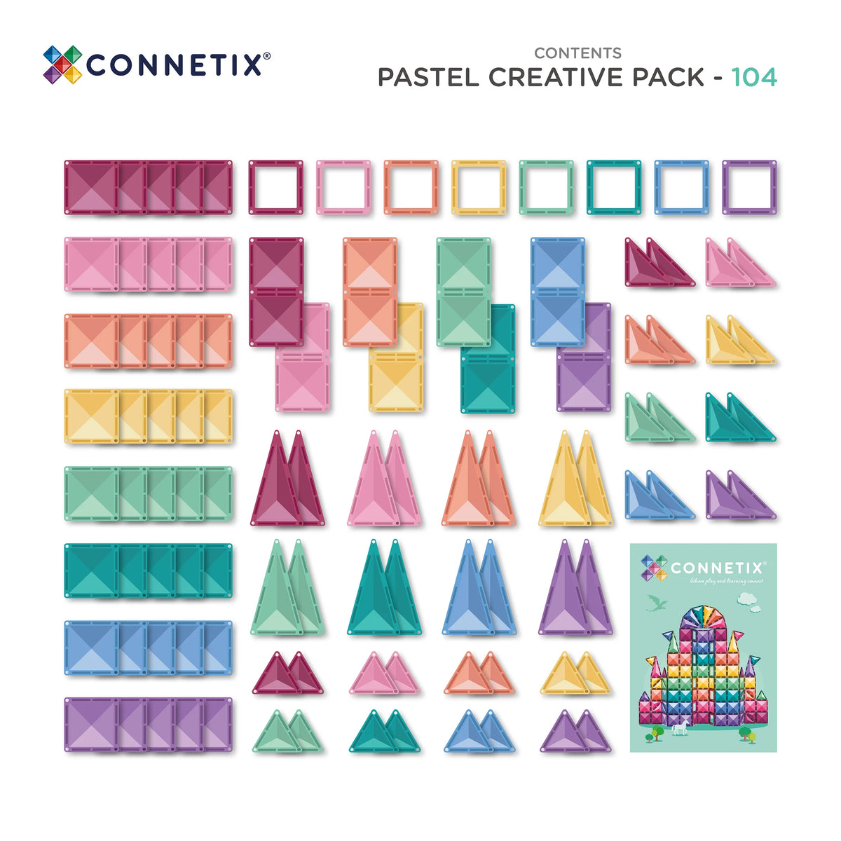 Connetix Tiles 104 Piece Pastel Creative Pack