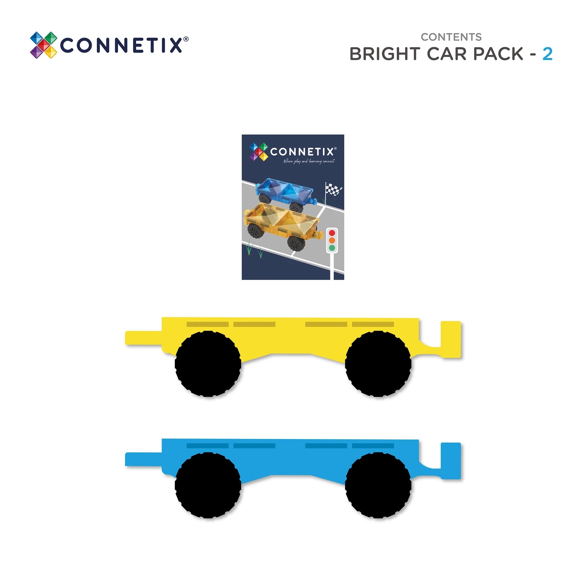 Connetix Tiles 2 Piece Bright Car Pack