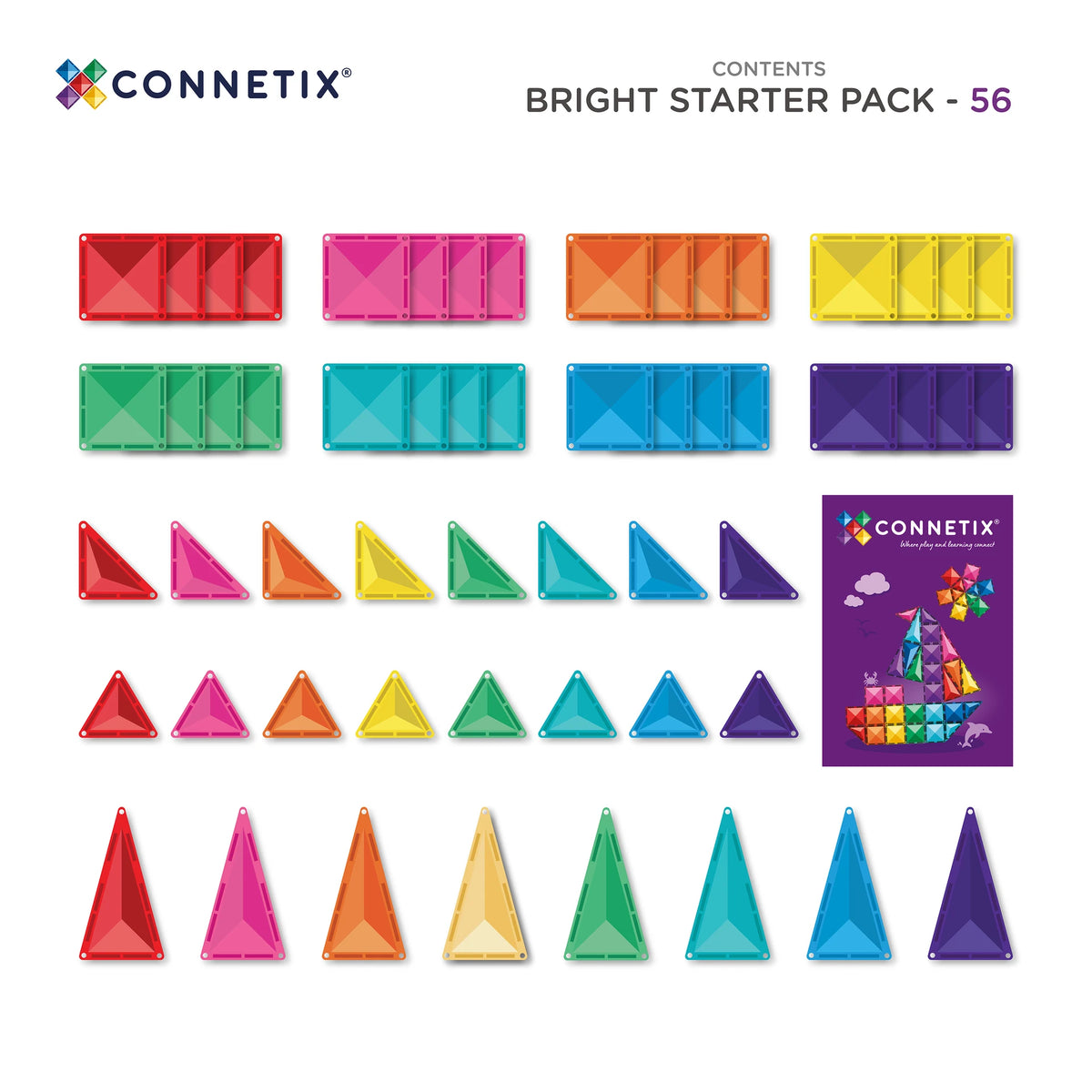 Connetix Tiles 56 Piece Bright Starter Pack