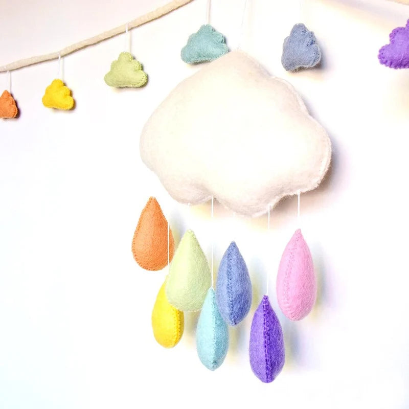 Tara Treasures - Nursery Cot Mobile | Pastel Rainbow Raindrops