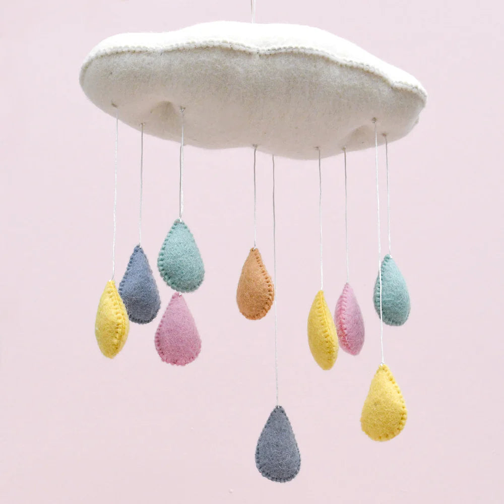 Tara Treasures - Nursery Cot Mobile | Cloud with 3D Pastel Raindrops