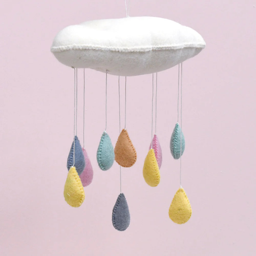 Tara Treasures - Nursery Cot Mobile | Cloud with 3D Pastel Raindrops