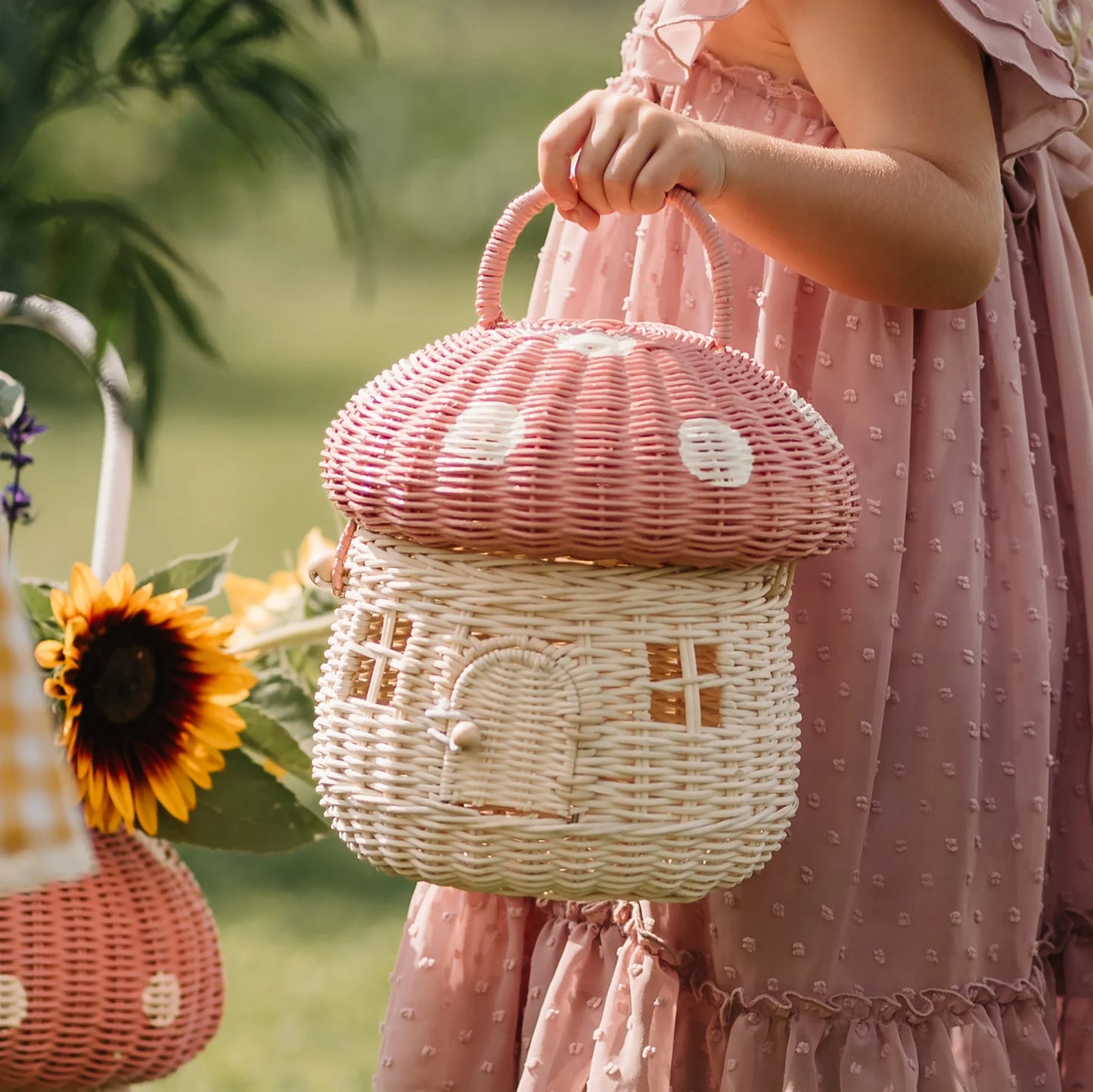 Olli Ella - Rattan Mushroom Basket - Musk