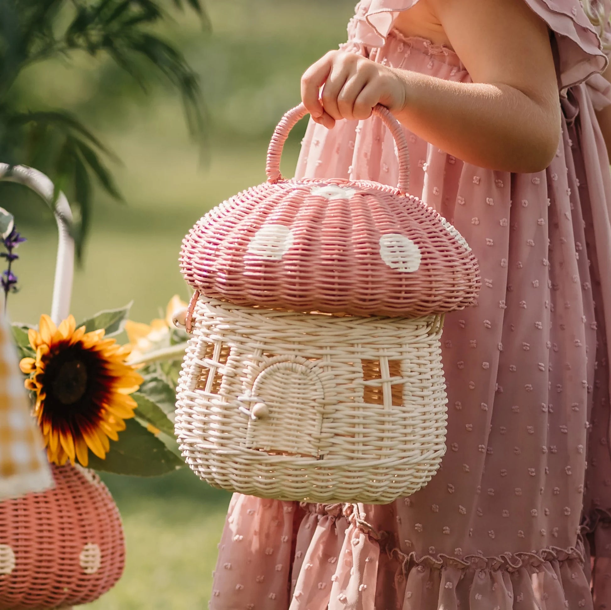 Olli Ella - Rattan Mushroom Basket - Musk