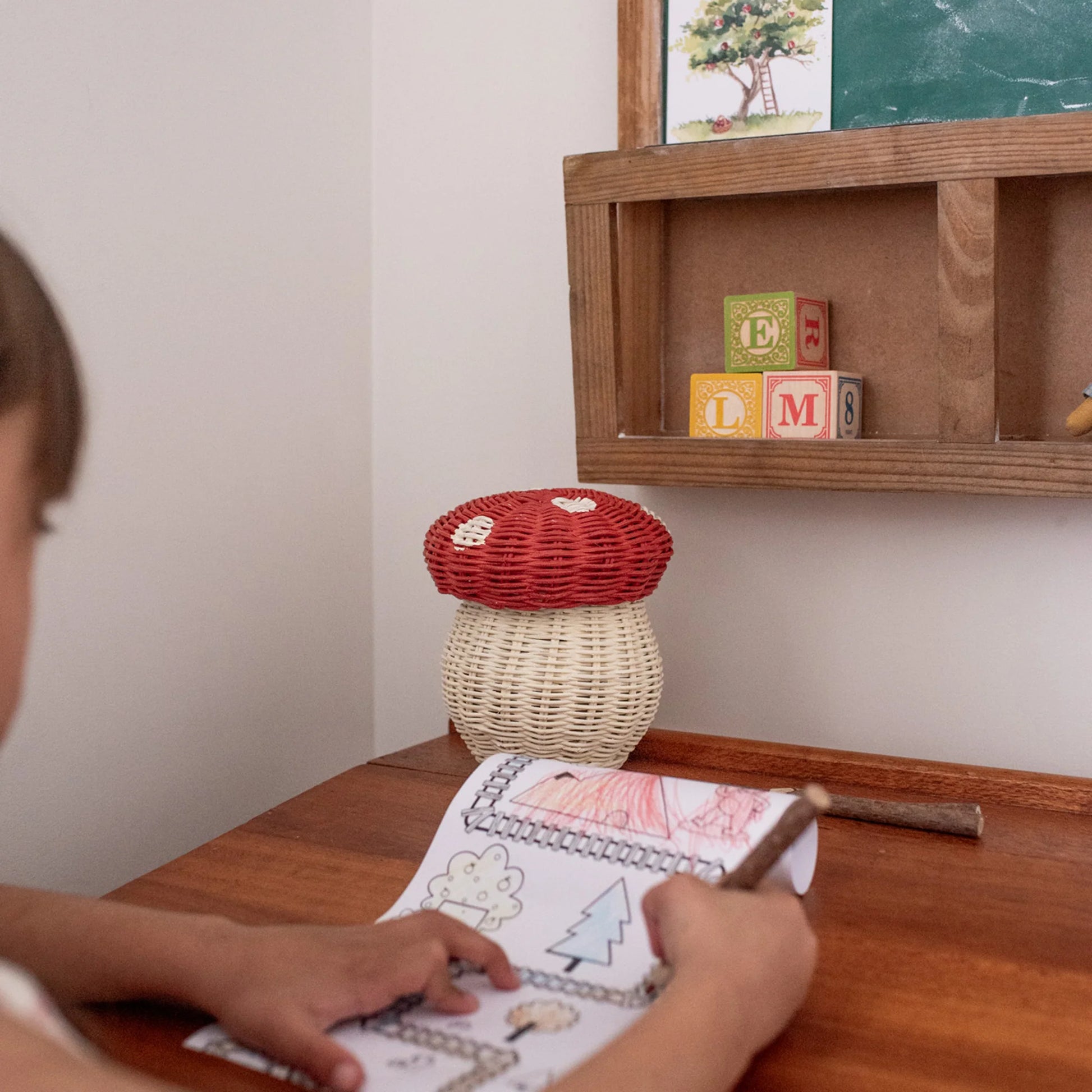 Olli Ella - Rattan Porcini Basket - Red