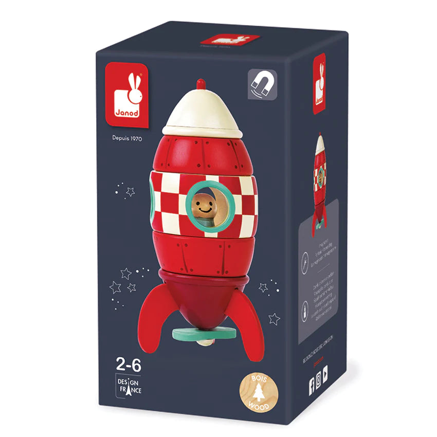 Janod magnetic wooden rocket
