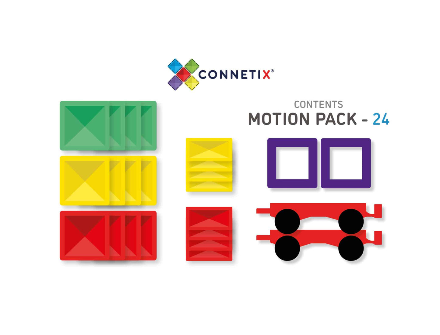 Connetix Tiles 24 Piece Rainbow Motion Pack