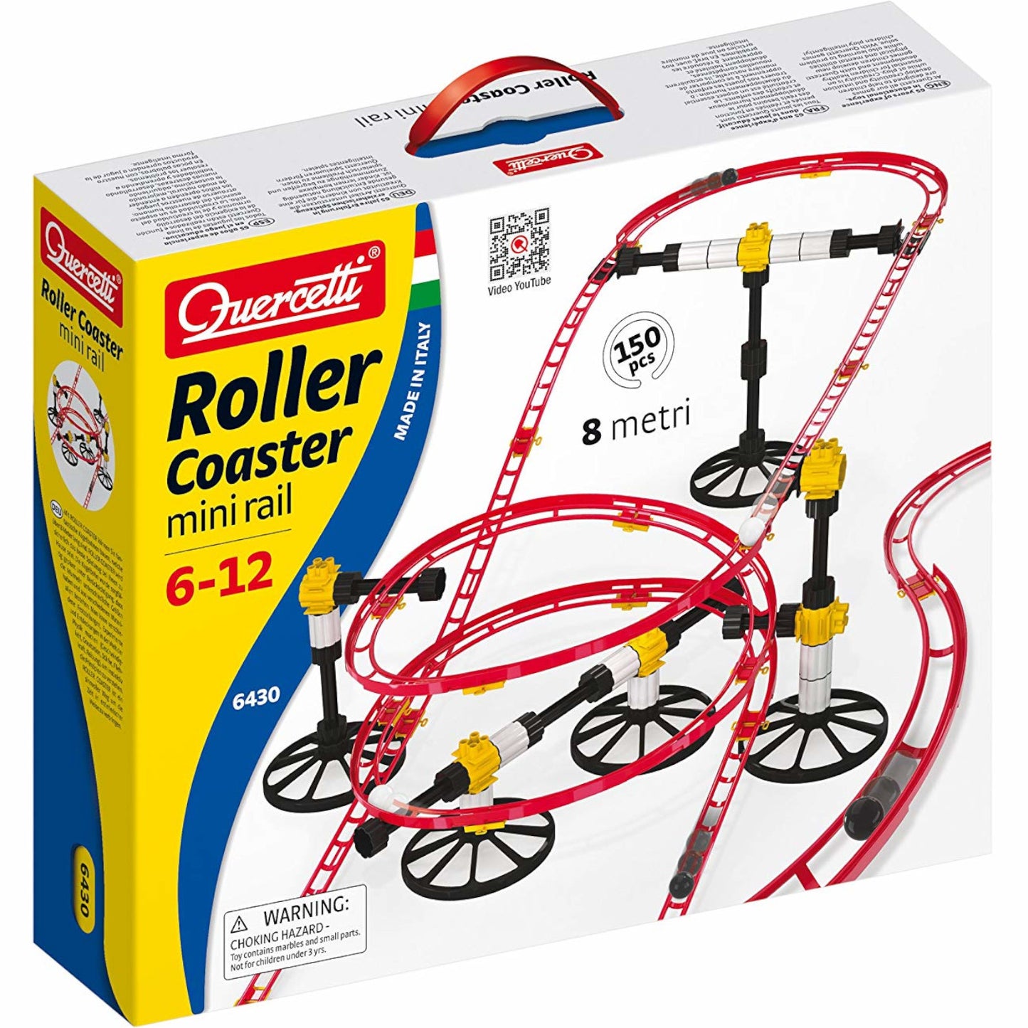Quercetti Roller Coaster Mini Rail Marble Run 150pc