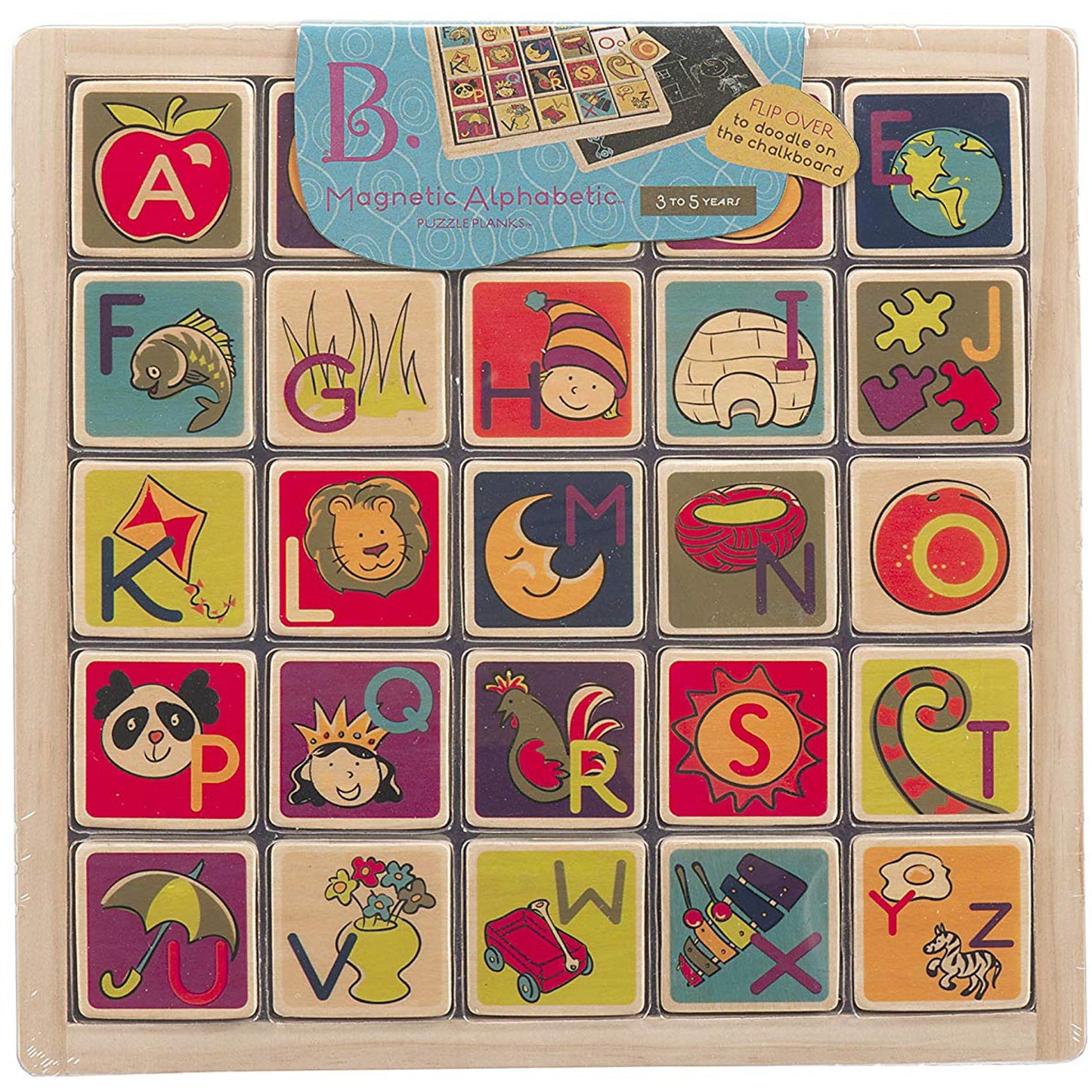 Battat Magnetic Alphabetic Tiles with Blackboard Wooden 1