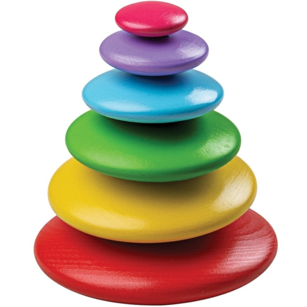 BigJigs Stacking Pebbles Wooden Rainbow 6pc