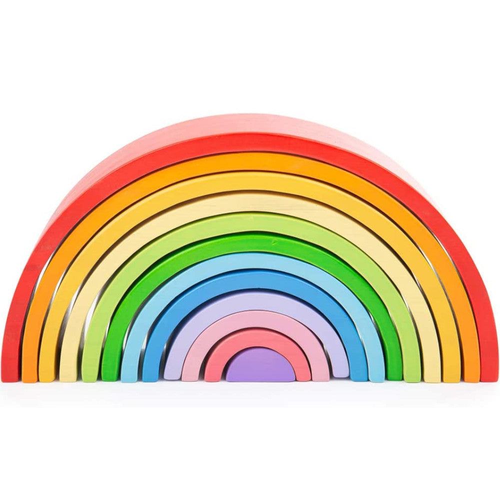 BigJigs Stacking Rainbow Wooden Large 12pc 4