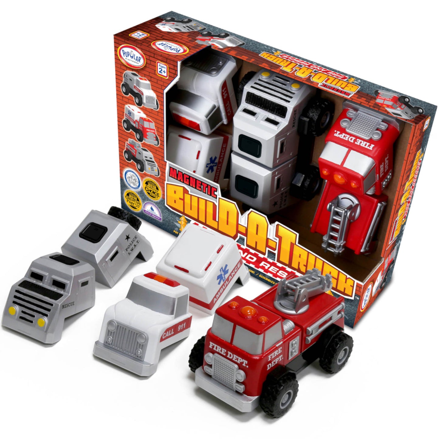 Popular Playthings Magnetic Build a Truck Emergency