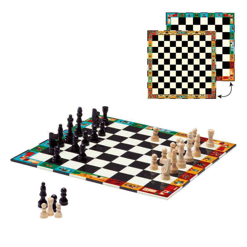 Djeco wooden chess and checkers set