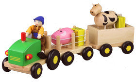 Discoveroo Farm Tractor and Trailer Set Wooden - K and K Creative Toys