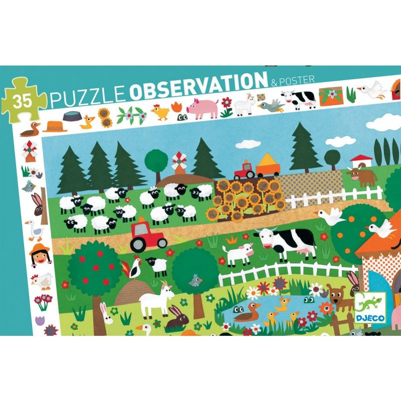 Djeco Puzzle Observation On The Farm 35pc - K and K Creative Toys