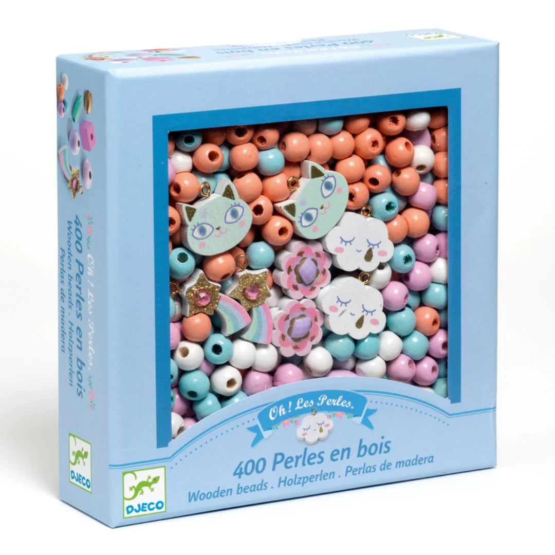 Djeco Beads Wooden Rainbow with Charms 400pc