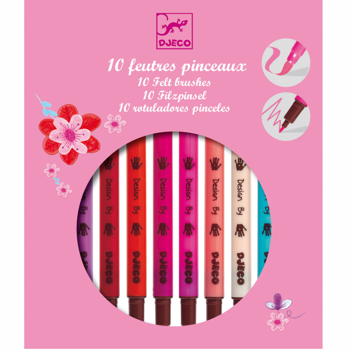 Djeco Felt Brushes Purples/Pinks/Reds Pk 10 a