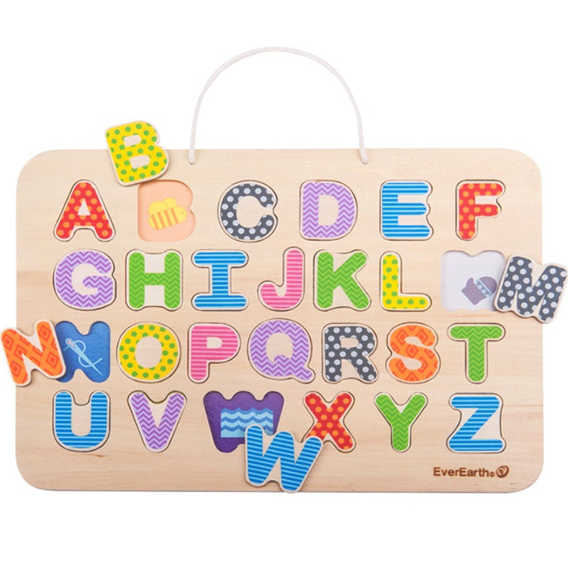 EverEarth Puzzle Alphabet & Magnetic Drawing Board Wooden - K and K Creative Toys
