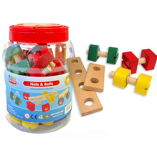 Fun Factory Nuts and Bolts Wooden in Jar 56pc - K and K Creative Toys