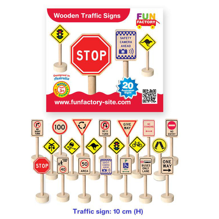 Fun Factory Traffic Signs Wooden 20pc - K and K Creative Toys