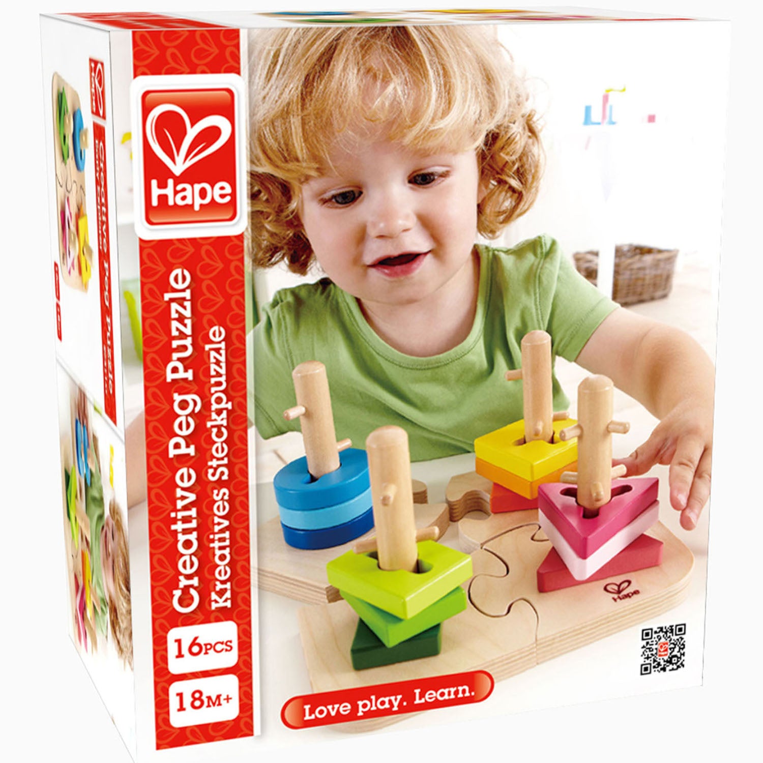 Hape Peg Puzzle 16pc Wooden