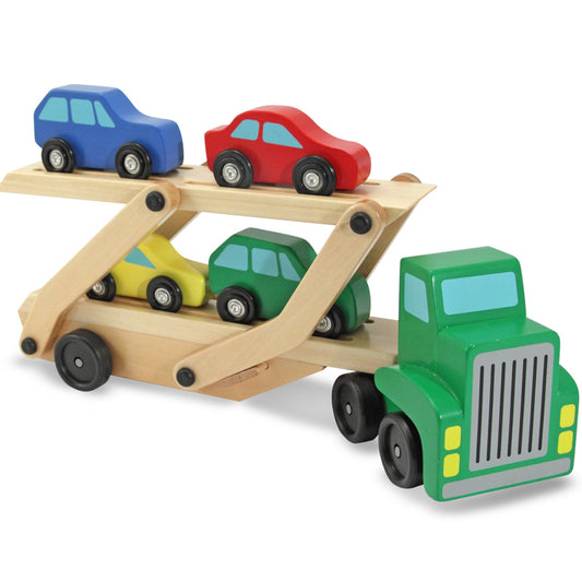 Melissa & Doug Car Carrier with 4 Cars Wooden