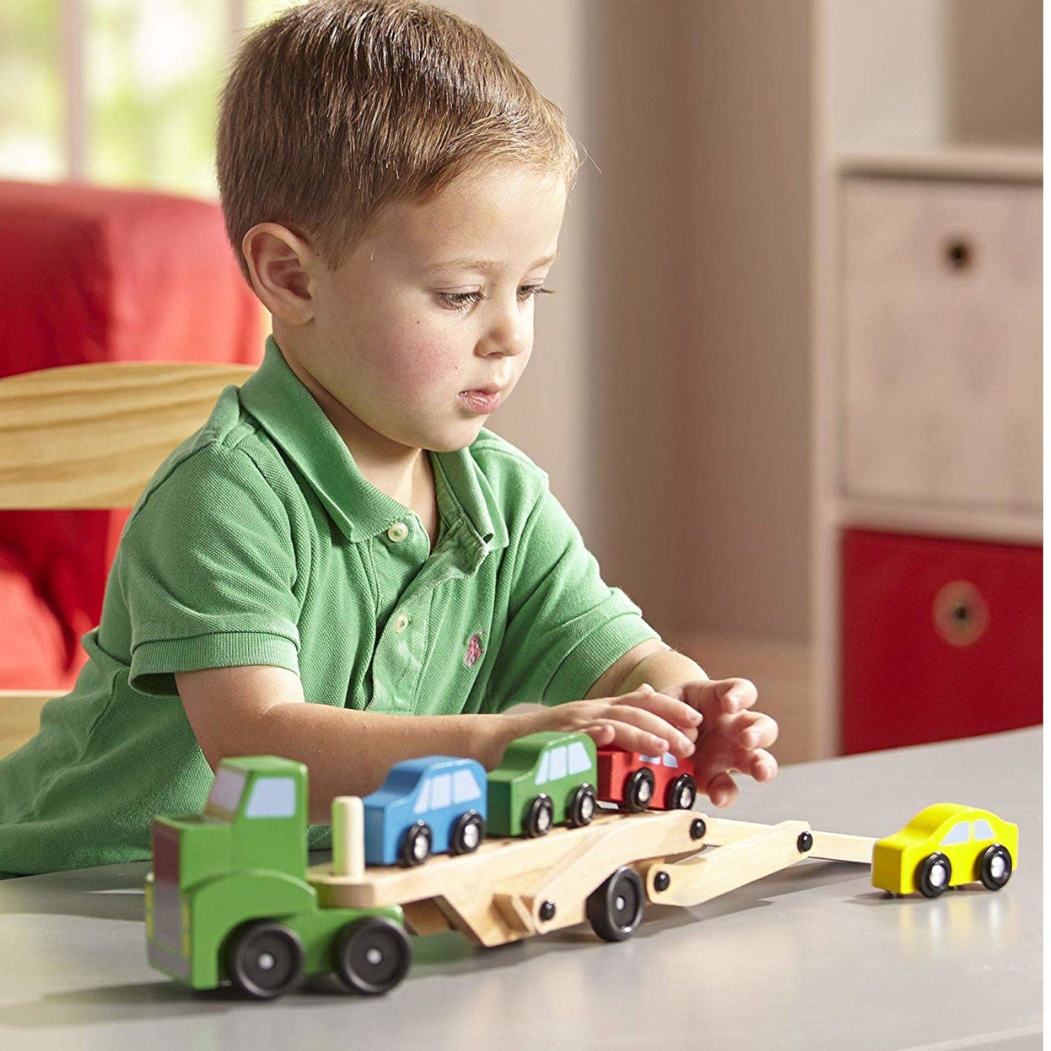 Melissa Doug Car Carrier with 4 Cars Wooden K and K Creative Toys