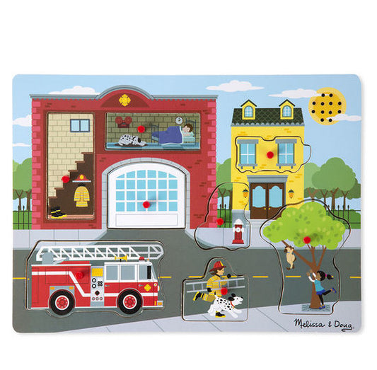 Melissa and Doug Puzzle Around the Fire Station Sound 8pc