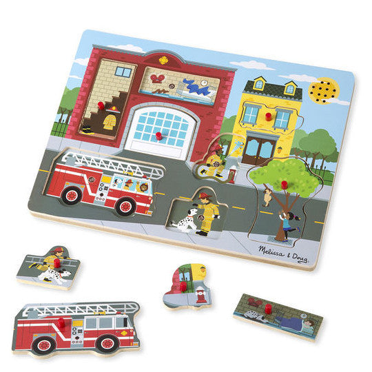 Melissa and Doug Puzzle Around the Fire Station Sound 8pc 2