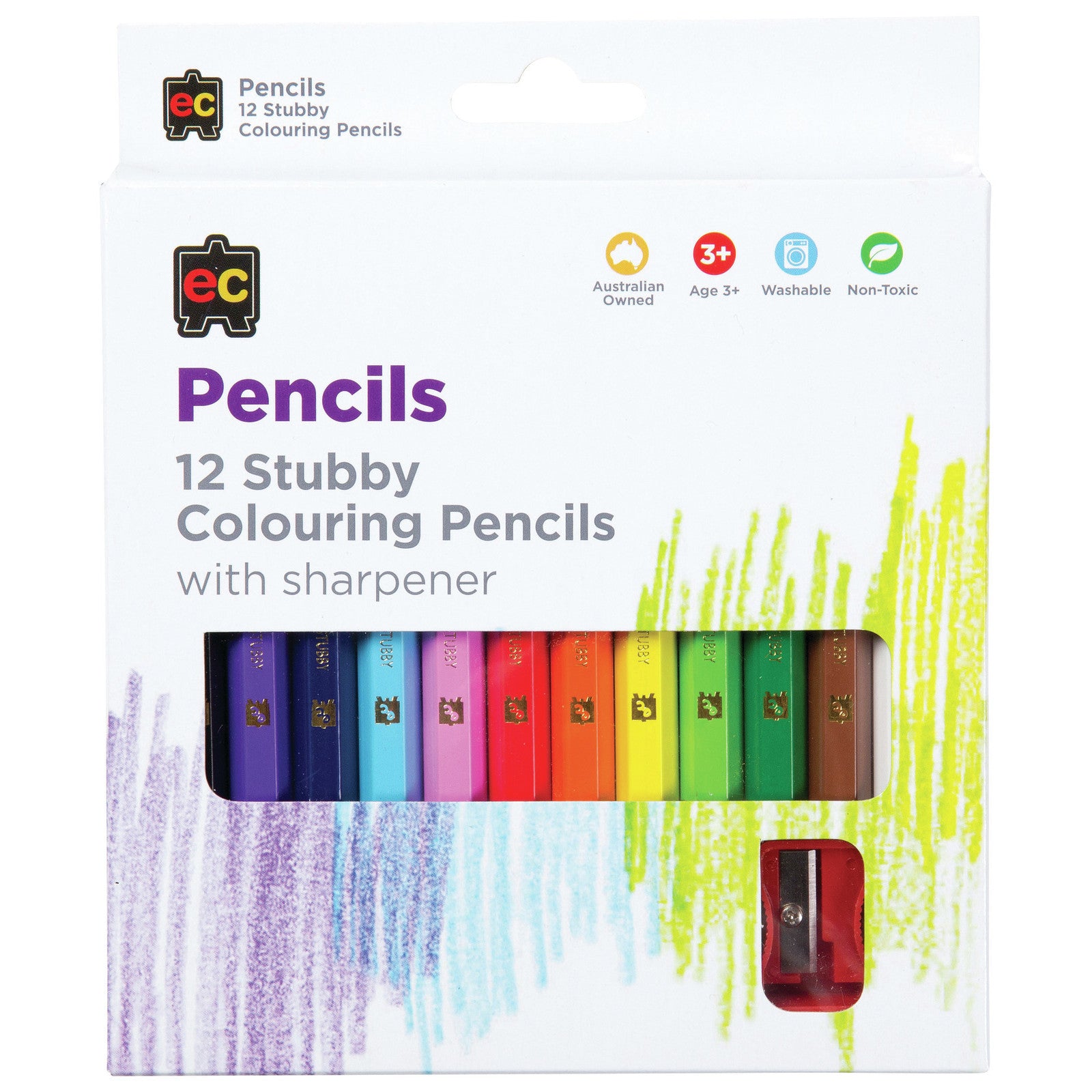 Pencils Coloured12 Stubby with Sharpener