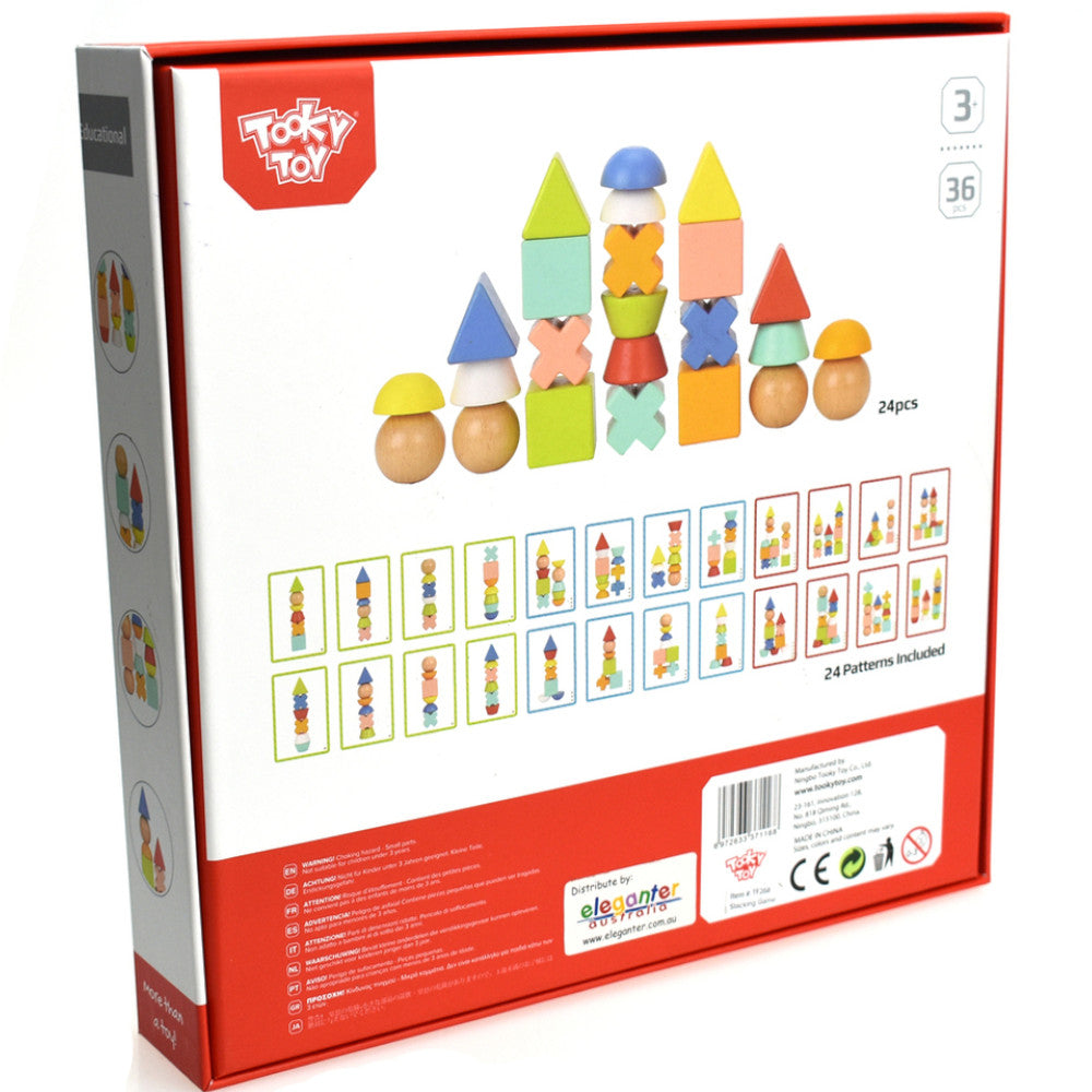 Tooky Toy Stacking Game 36pc with Patterns