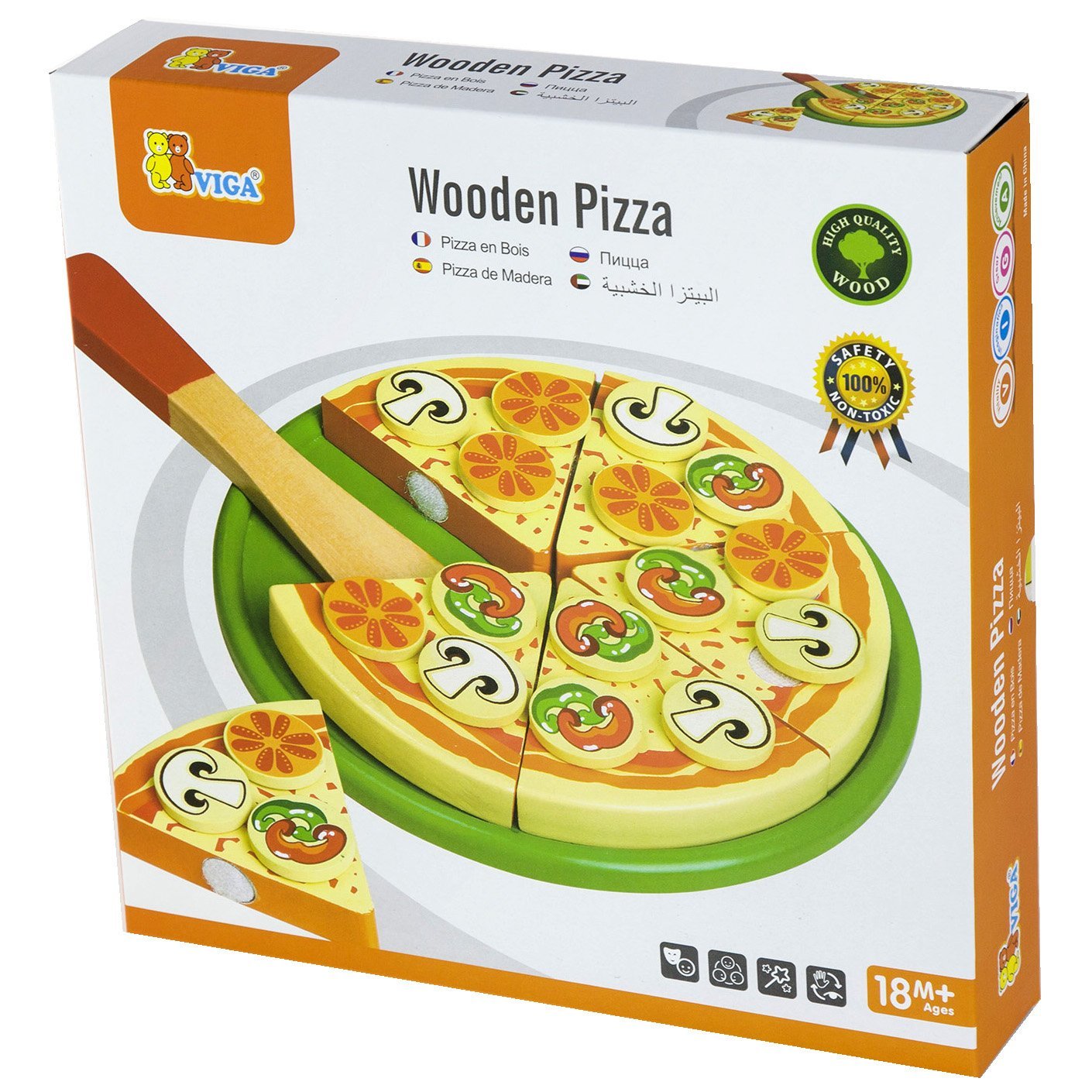 Viga Pizza Wooden Sliced with Knife
